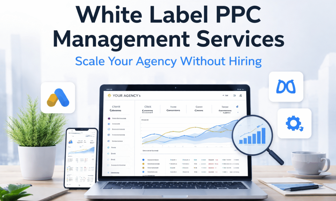 white label PPC management service dashboard showing Google Ads performance and agency branding